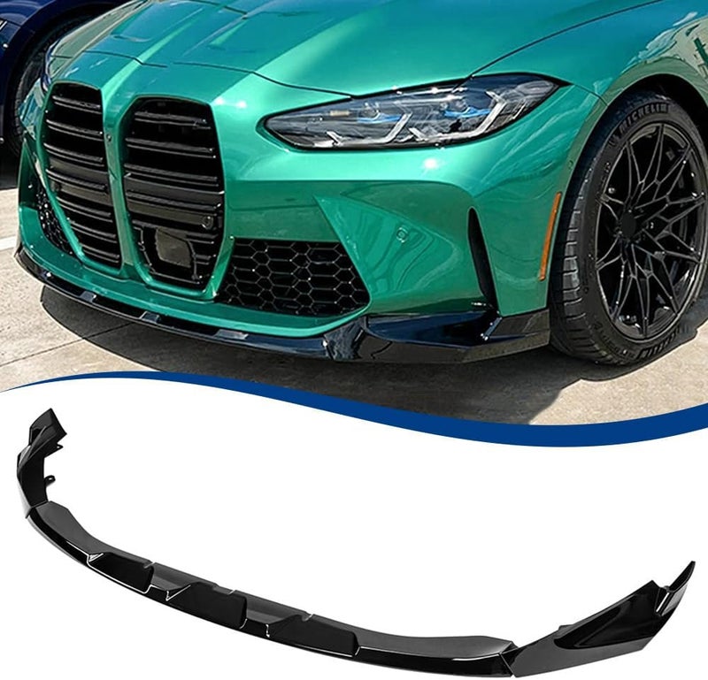 XPHAZZ Front Bumper Lip Compatible with BMW (2021-IN) G80 M3 G82 G83 M4 Competition Splitter MP-Style ABS Gloss Black - Image 1